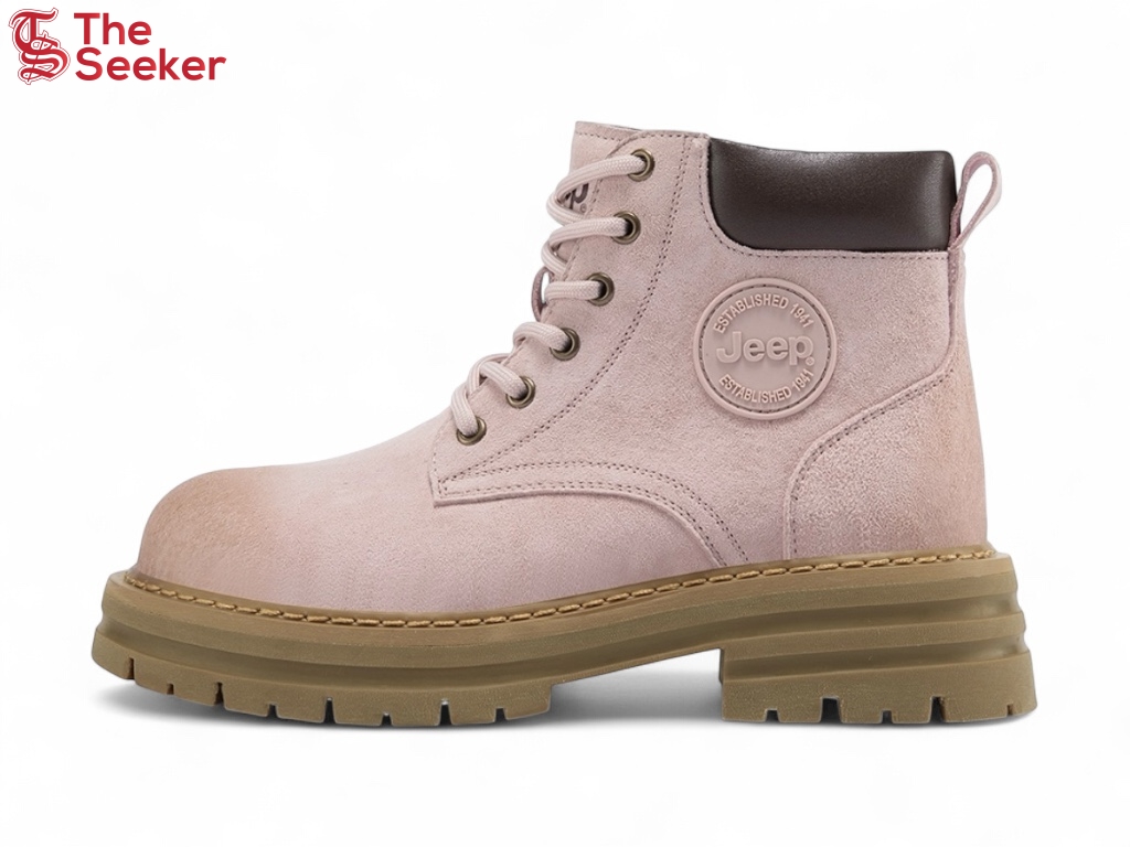 Jeep Outdoor Leather Work Boots Pastel Pink