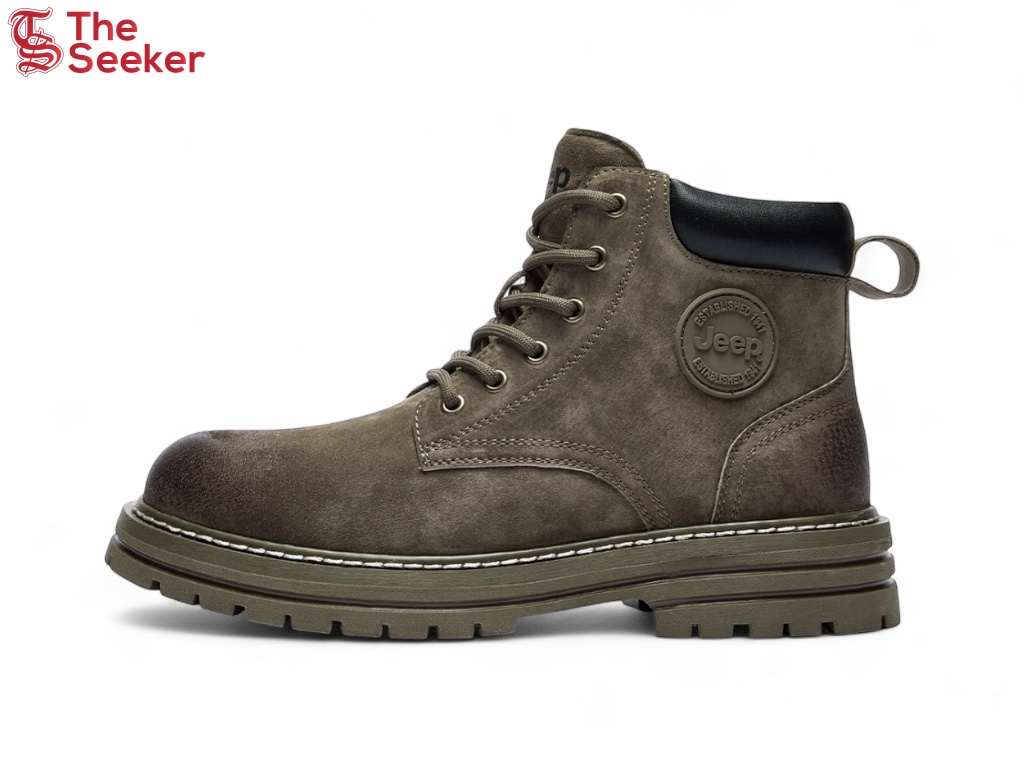 Jeep Outdoor Leather Work Boots Taupe