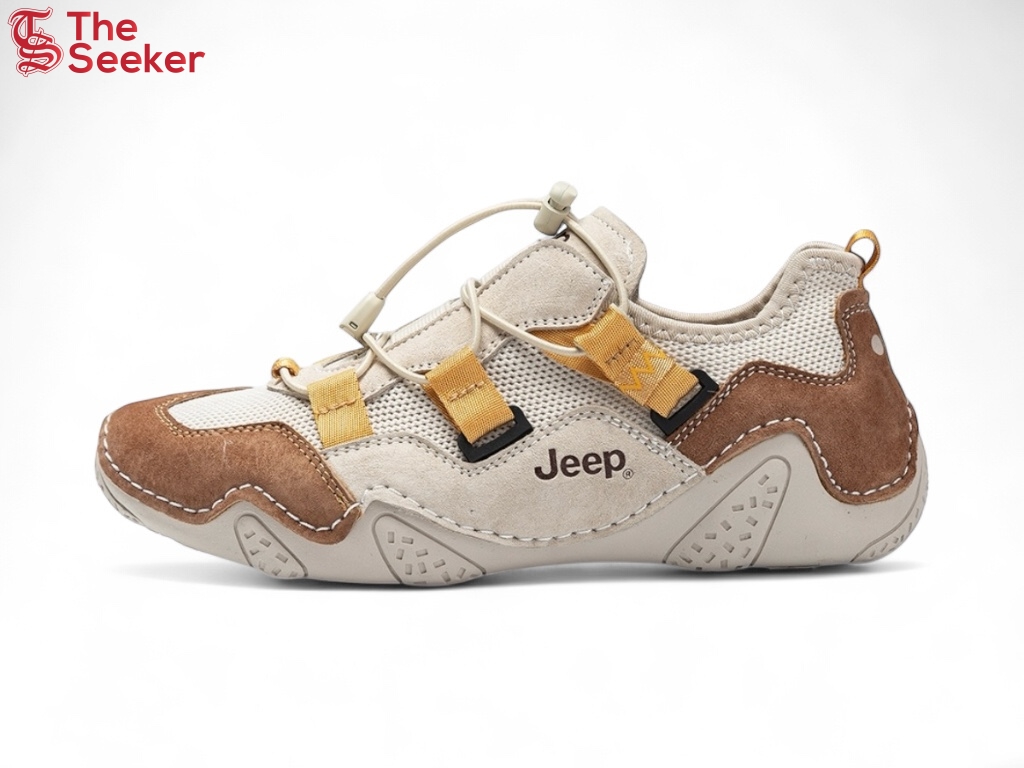 Jeep Retro Running Shoes Anti Slip Brown Mustard Yellow