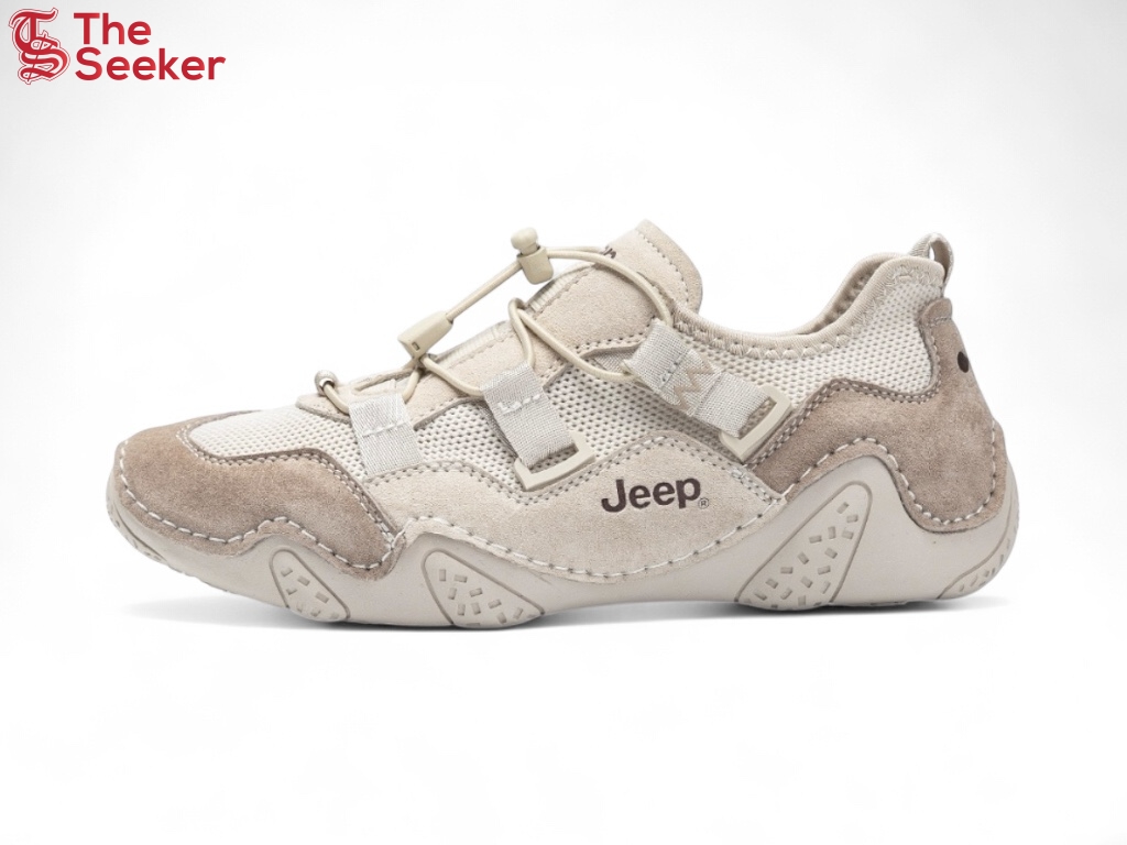 Jeep Retro Running Shoes Anti Slip Taupe Beige