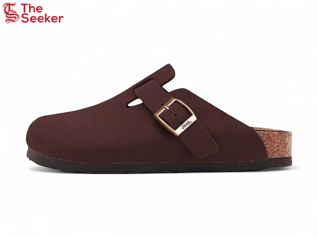 Jeep Unisex Cork Sole Slip-On Clogs Dark Brown