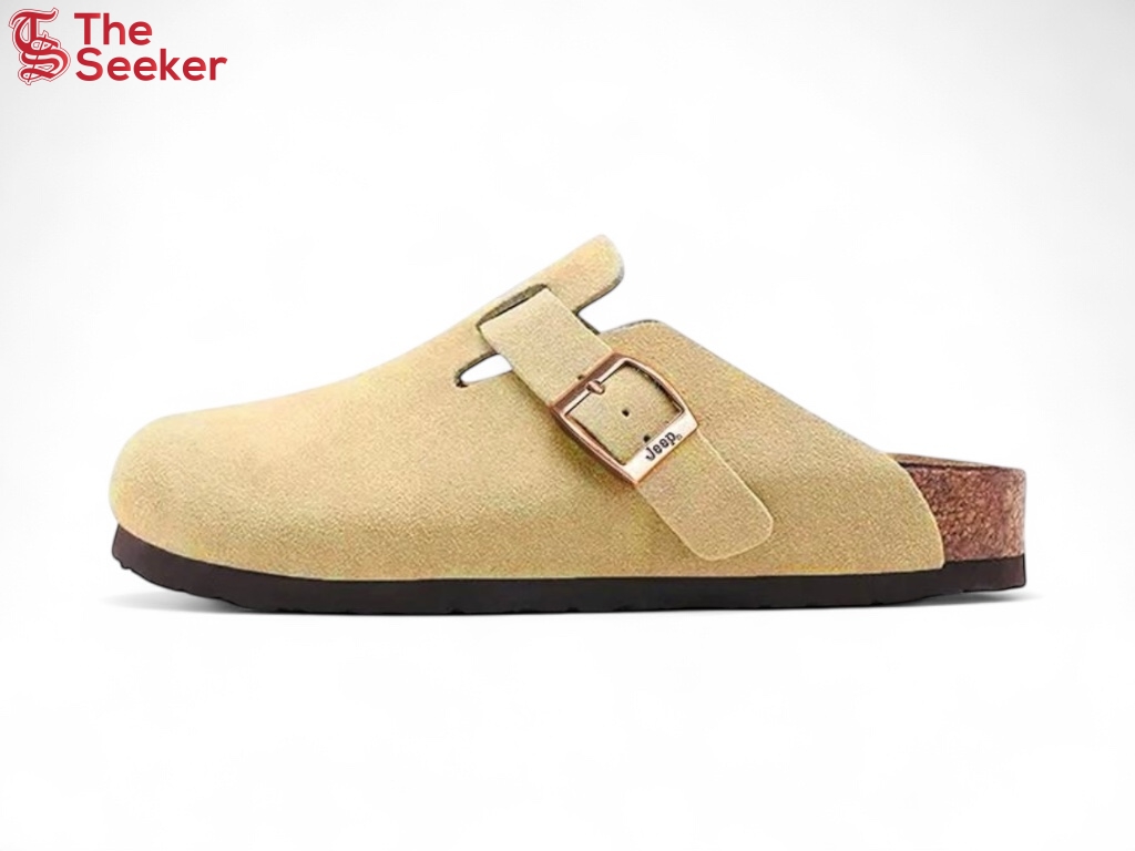 Jeep Unisex Cork Sole Slip-On Clogs Light Tan