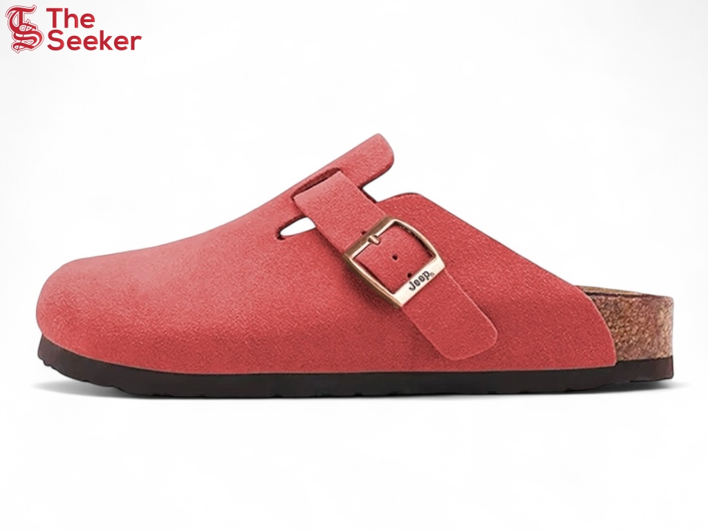 Jeep Unisex Cork Sole Slip-On Clogs Red Orange