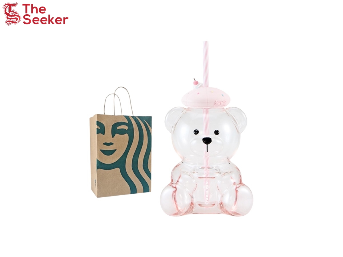 Starbucks-Summer-Dessert-&-Bunny-Series-660ml-Ly-Thuỷ-tinh-gấu-bánh-kem-SS26
