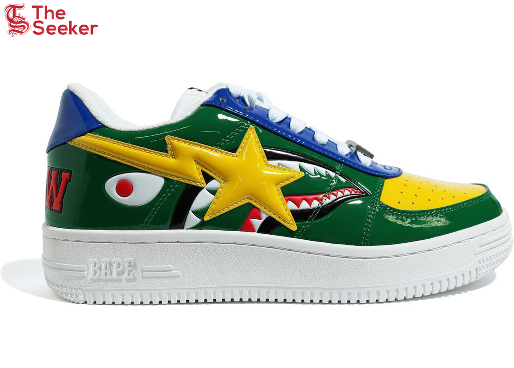 A Bathing Ape Bape Sta Low M2 20th Anniversary Patent Green Shark