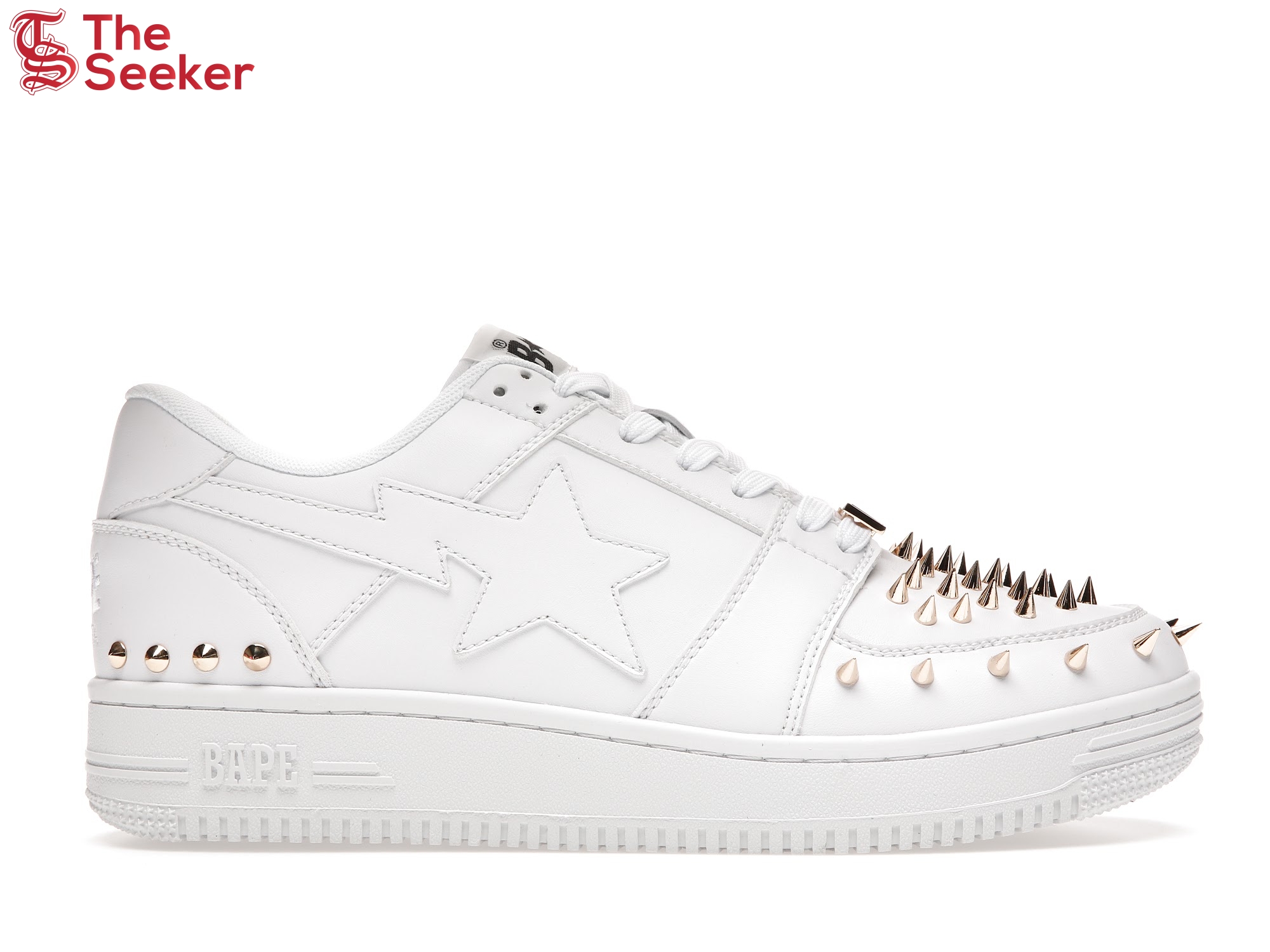 A Bathing Ape Bape Sta Low White Gold Studded