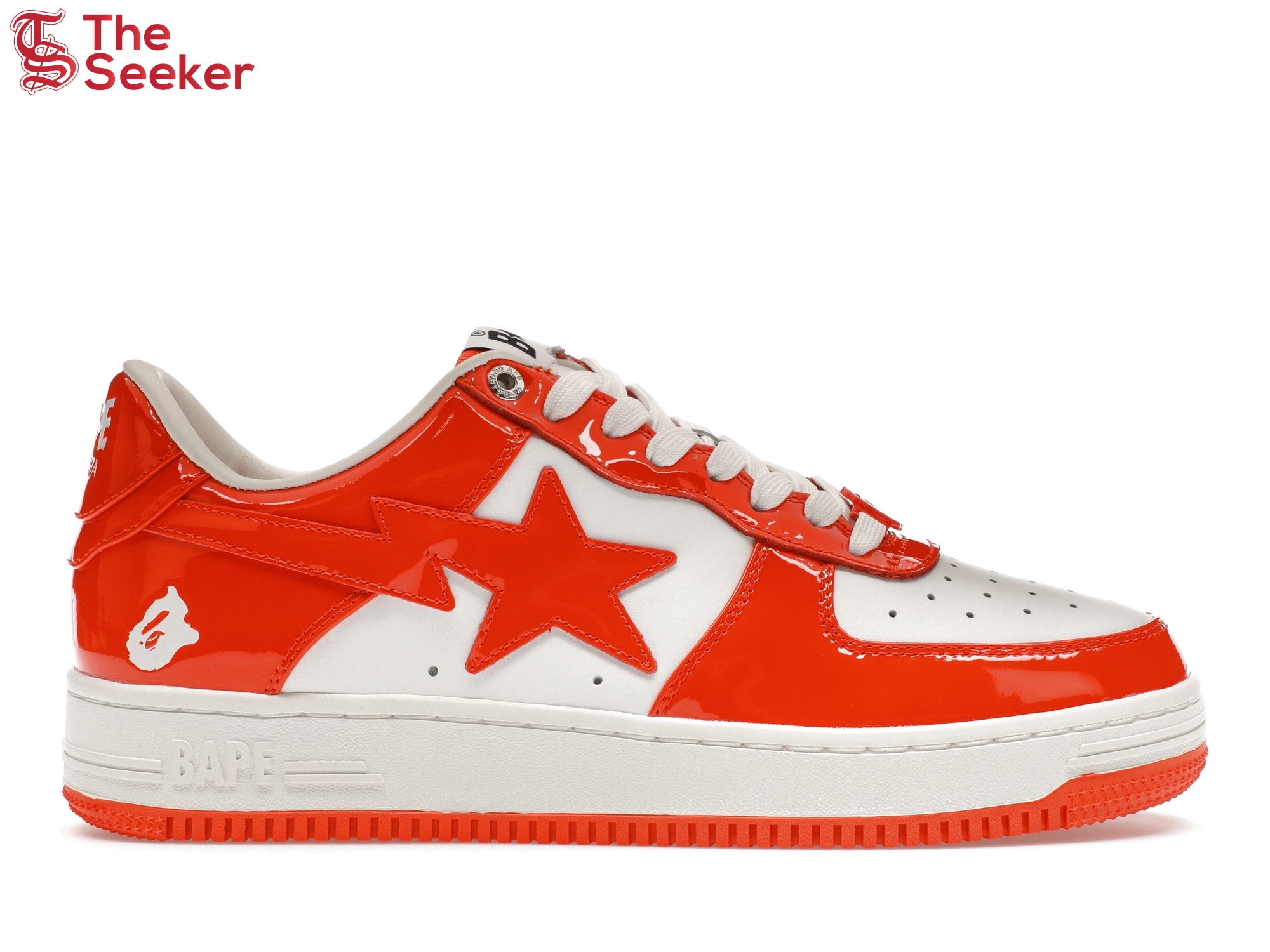 A Bathing Ape Bape Sta Patent Leather Orange White