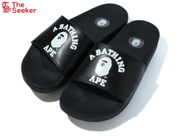 A Bathing Ape College Slide Sandals Black (FW22)