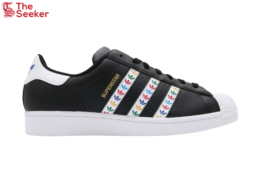 adidas Superstar Black Multi-Color Trefoil Stripes