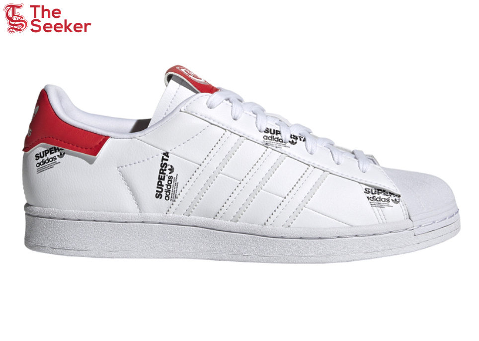 adidas Superstar Vivid Red Logo Print