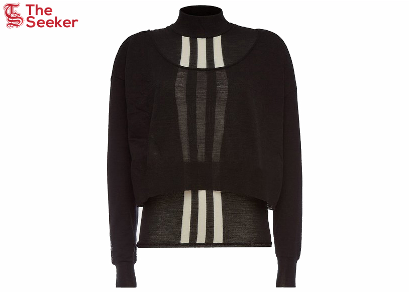adidas Y-3 Women Layered Knitted Crop Sweater Black