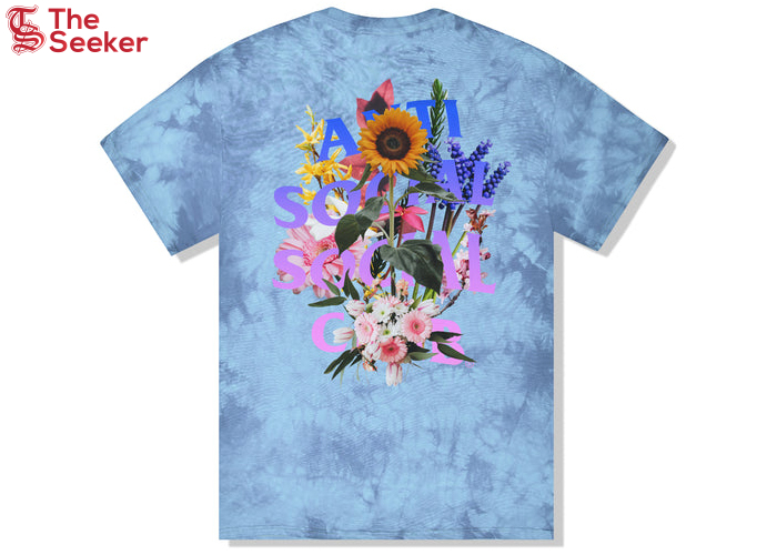 Anti Social Social Club Bouquet For The Old Days T-shirt Blue Tie Dye