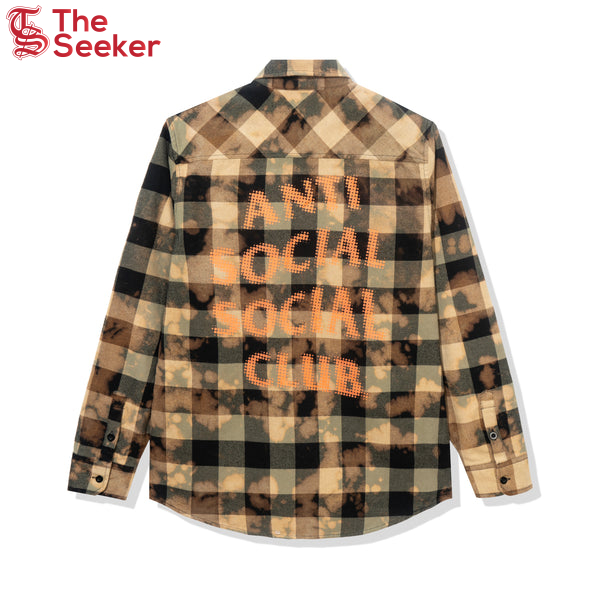 Anti Social Social Club Dialtone Flannel Olive Tie Dye