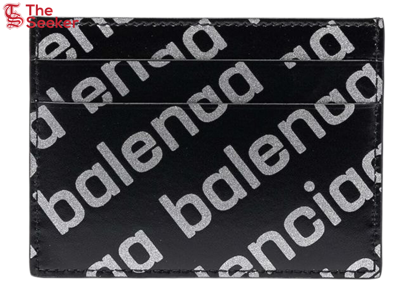 Balenciaga Allover Logo Print Cardholder Black/Silver-tone