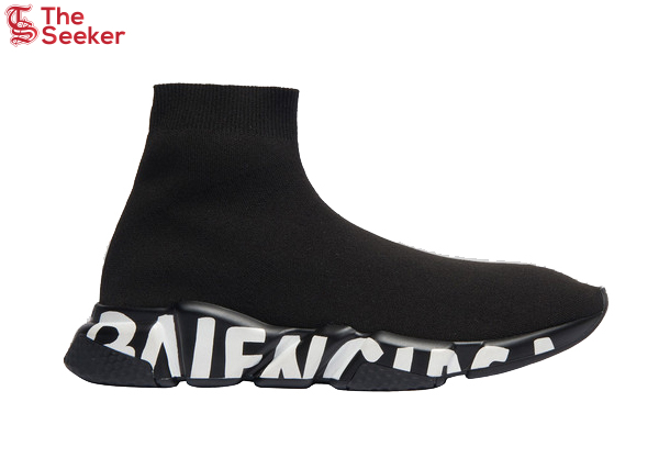 Balenciaga Speed Graffiti Trainers Black White Logo (Women's)