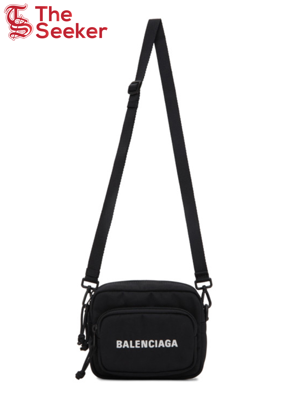 Balenciaga Wheel Logo Embroidered Camera Bag Black