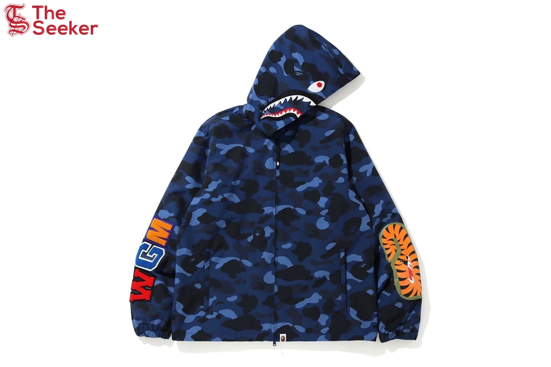 BAPE Color Camo WGM Shark Hoodie Jacket Blue