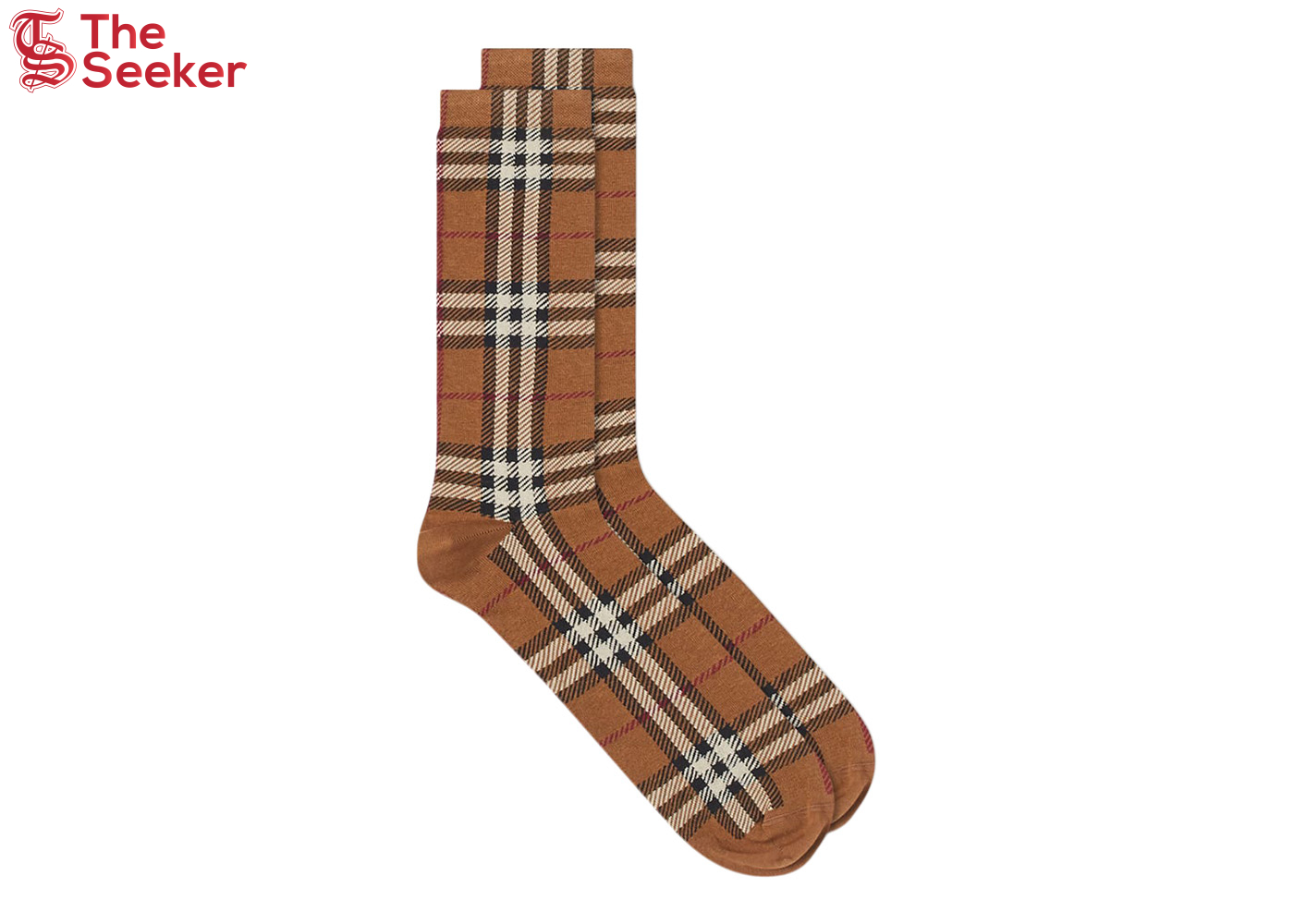 Burberry Cotton Cashmere Check Socks Birch Brown