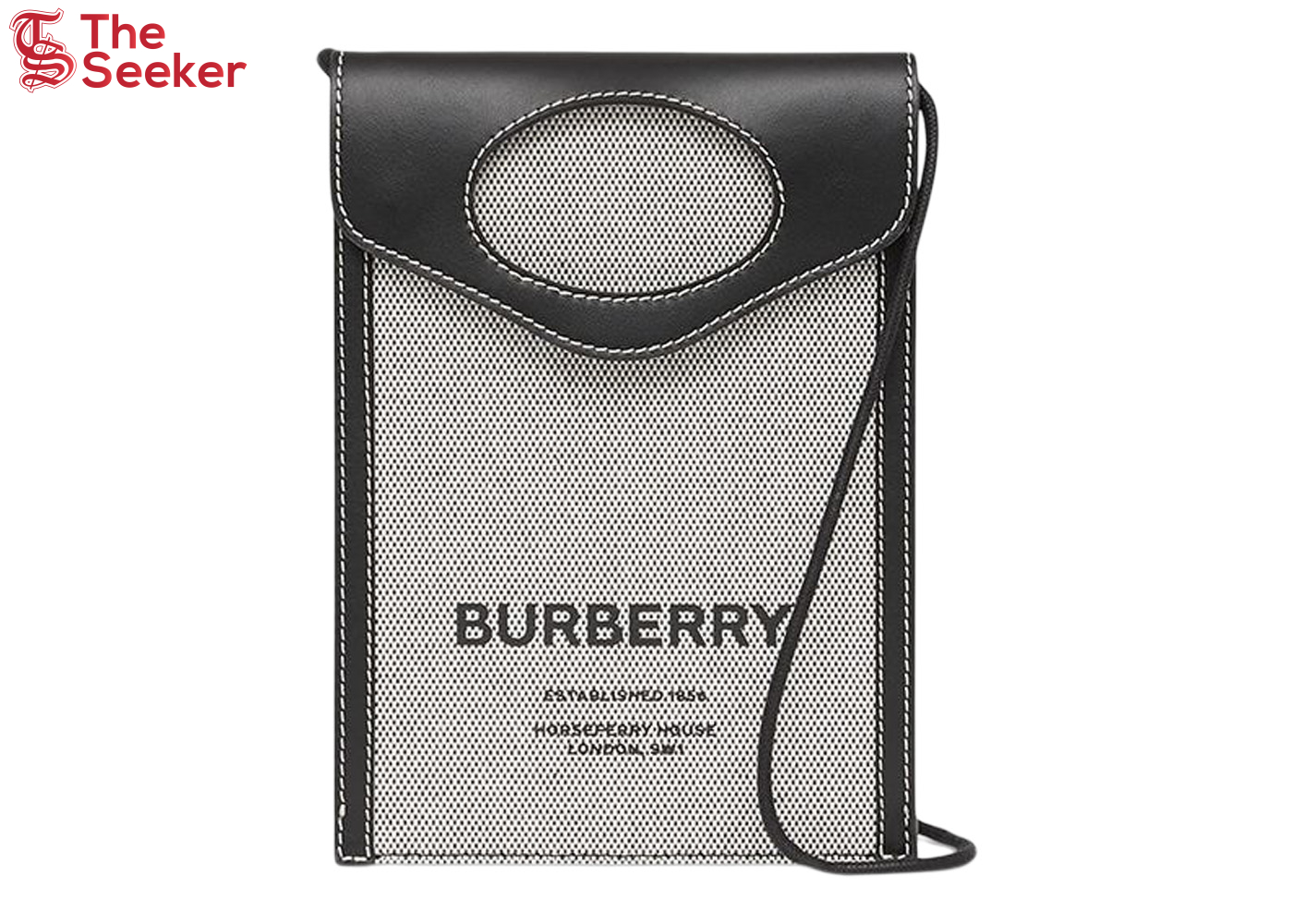 Burberry Leather And Canvas Phone Pouch Black/Gray