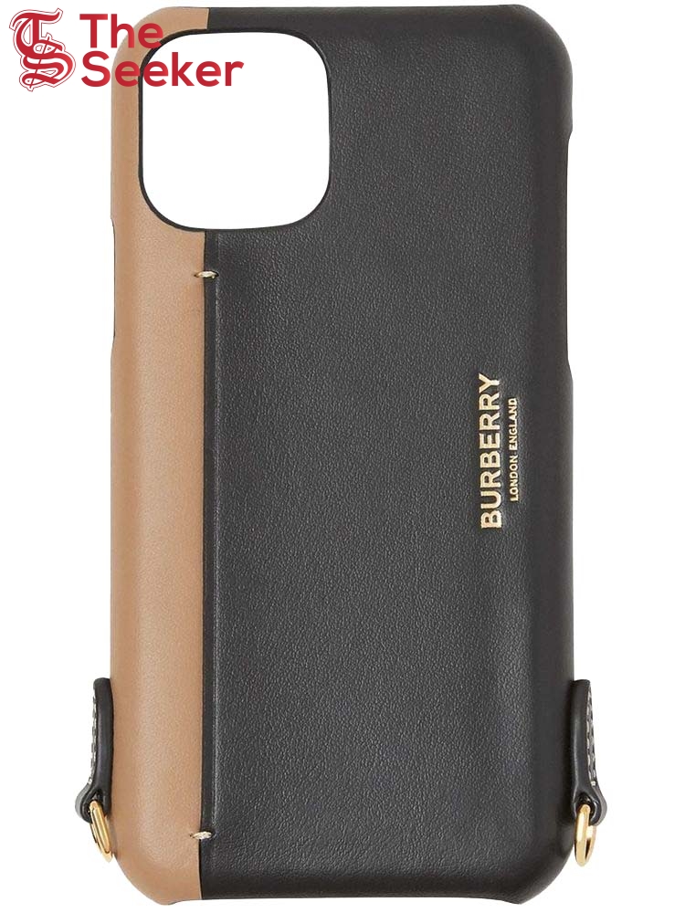 Burberry Leather iPhone 11 Pro Phone Case with Strap Black Tan