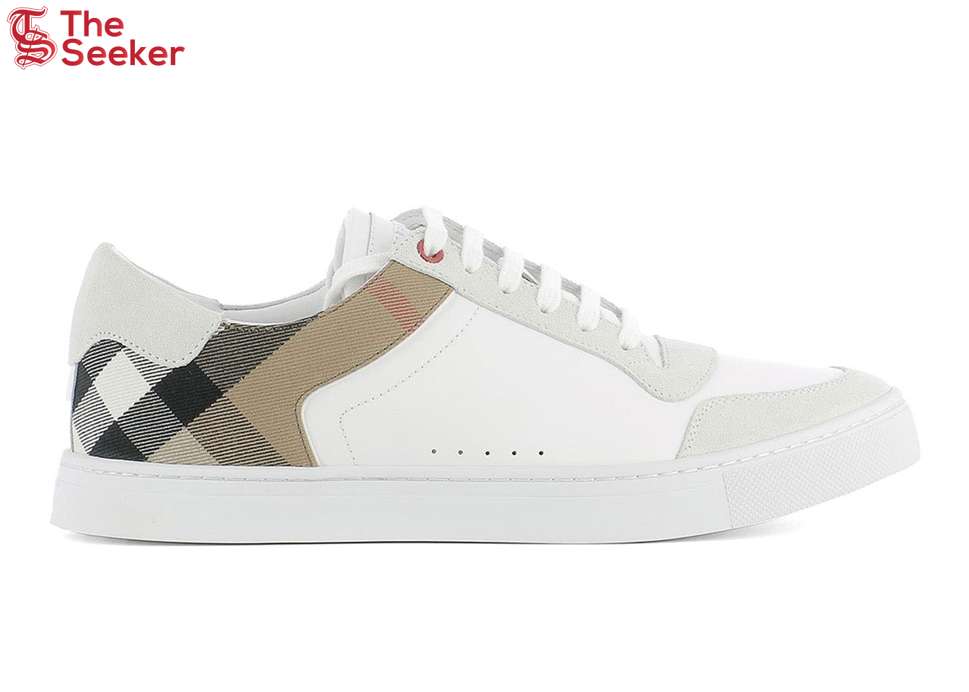 Burberry Leather Suede and House Check Sneakers Optic White