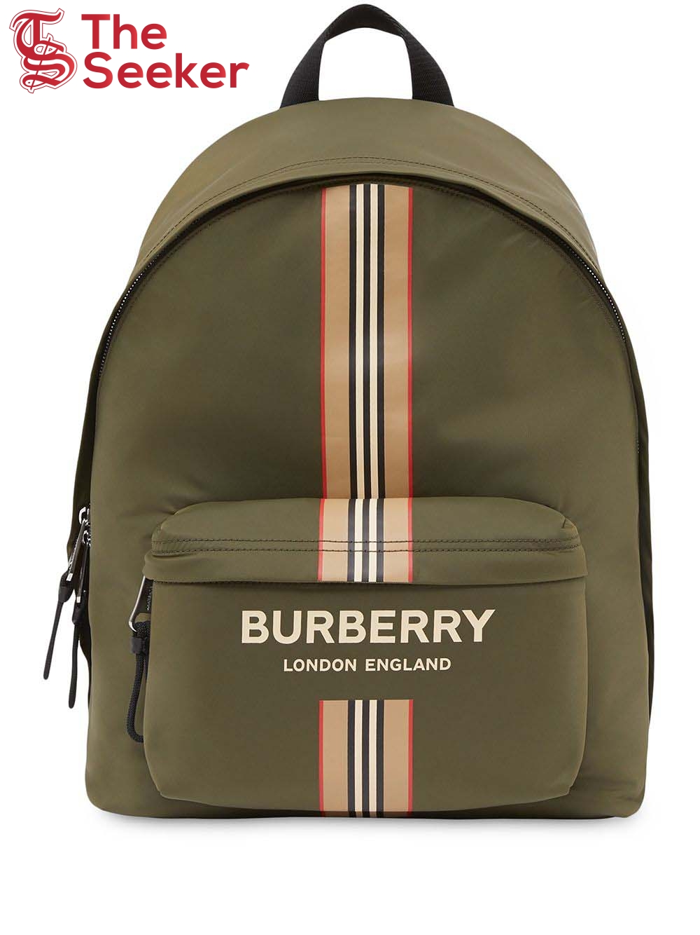Burberry Logo and Icon Stripe Backpack Green/Beige