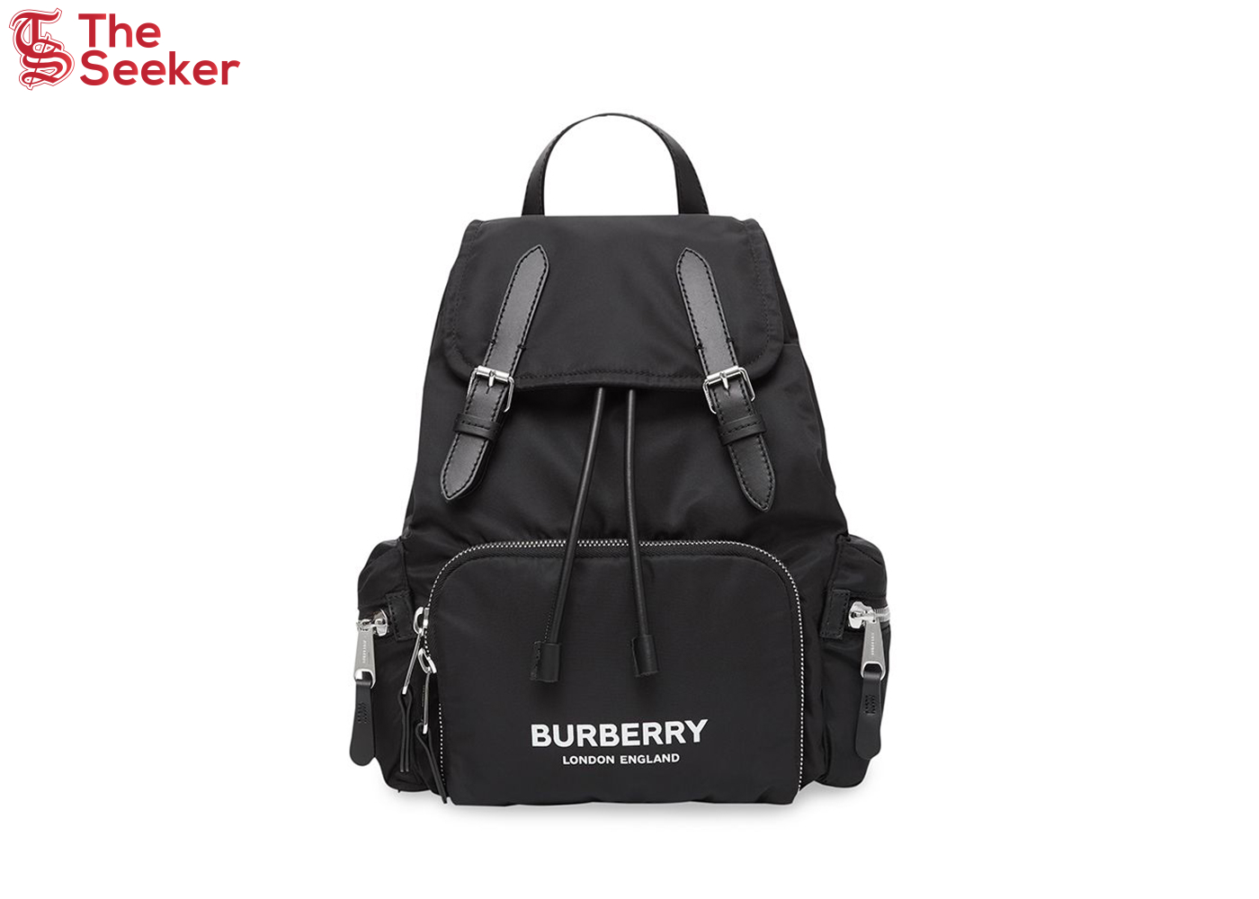 Burberry Logo Print Econyl Nylon Backpack Black