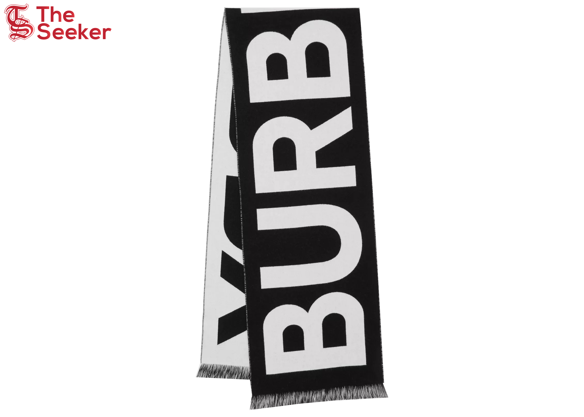 Burberry Logo Wool Jacquard Scarf Black