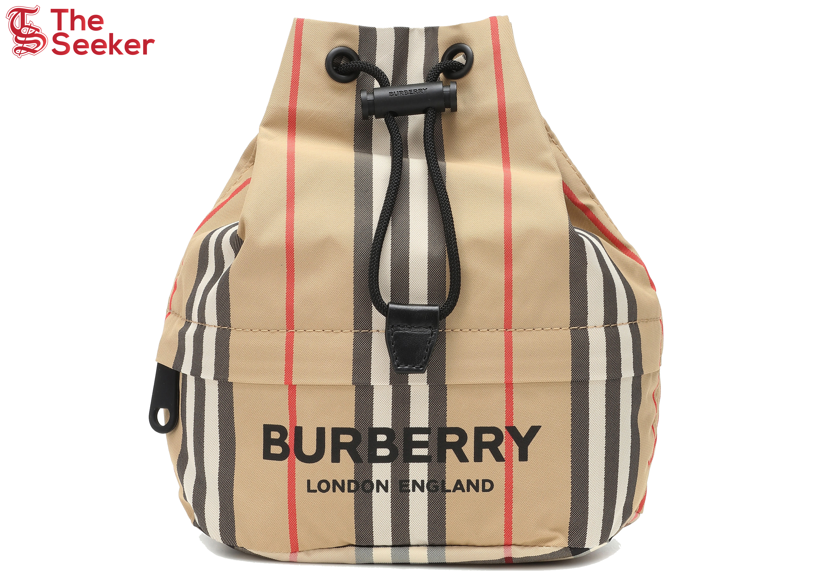 Burberry Phoebe Heritage Stripe Bucket Bag Archive Beige