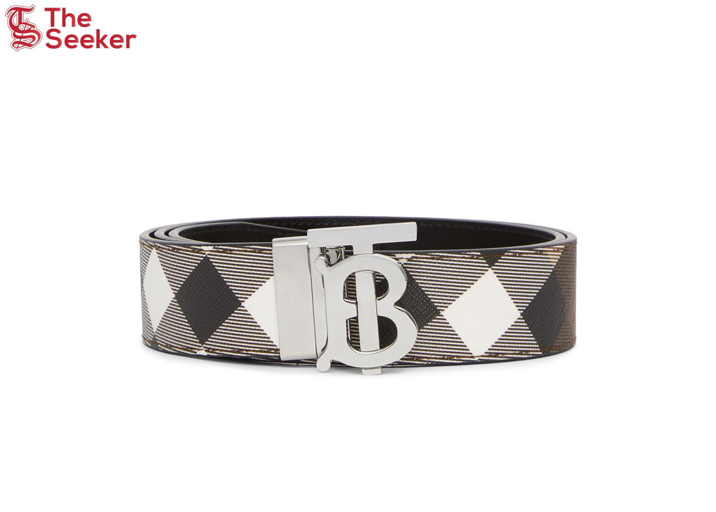 Burberry Reversible Monogram Motif Check Belt Dark Birch Brown