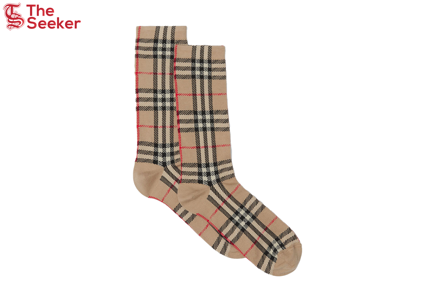 Burberry Vintage Check Intarsia Cotton Cashmere Blend Socks Archive Beige