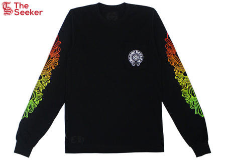 Chrome Hearts Floral Sleeve Gradient L/S T-shirt Black