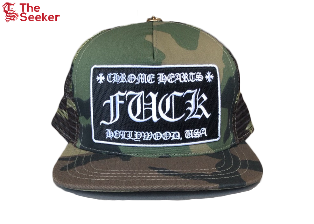 Chrome Hearts FUCK Hollywood Trucker Hat Camo
