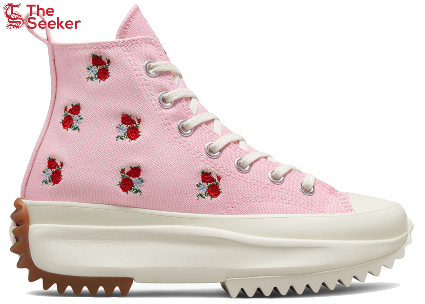 Converse Run Star Hike Platform Hi Embroidered Floral Sunrise Pink