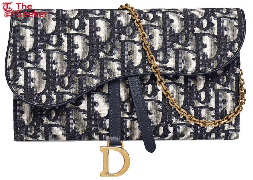 Dior Saddle Wallet Oblique (6 Card Slot) Blue