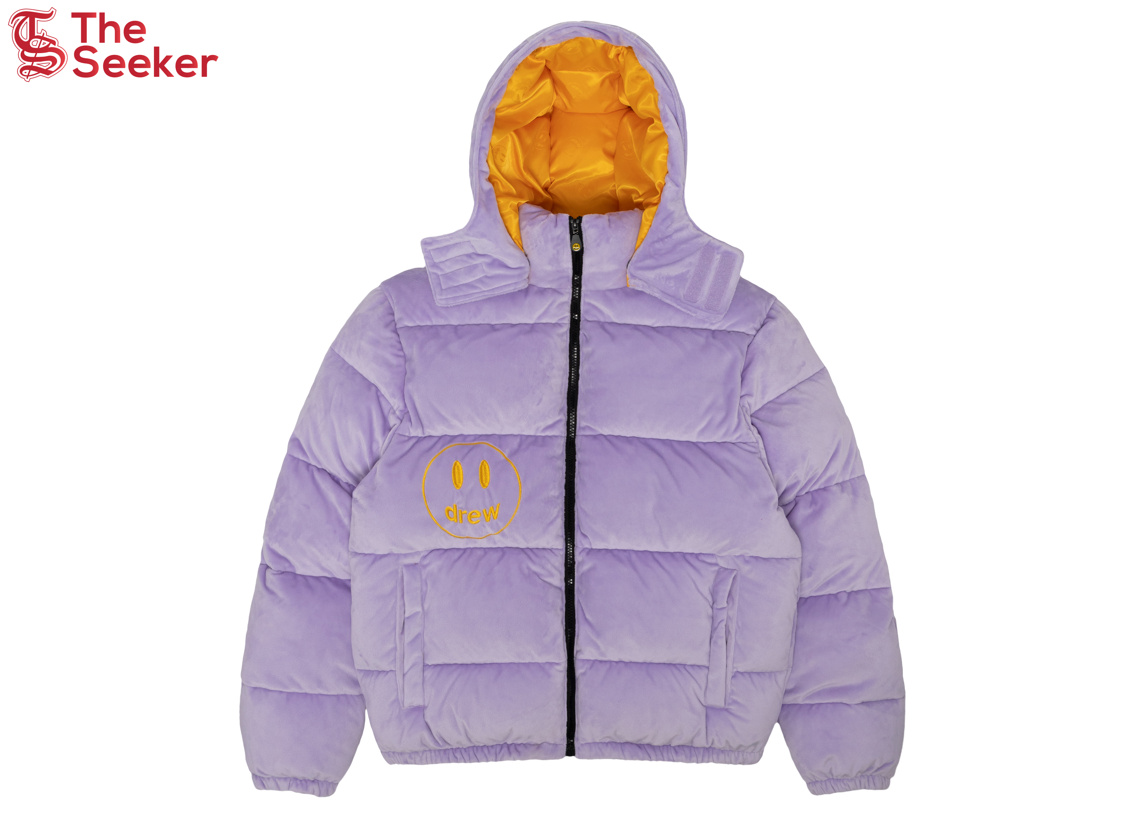 drew house plush hooded puffer jacket lavender