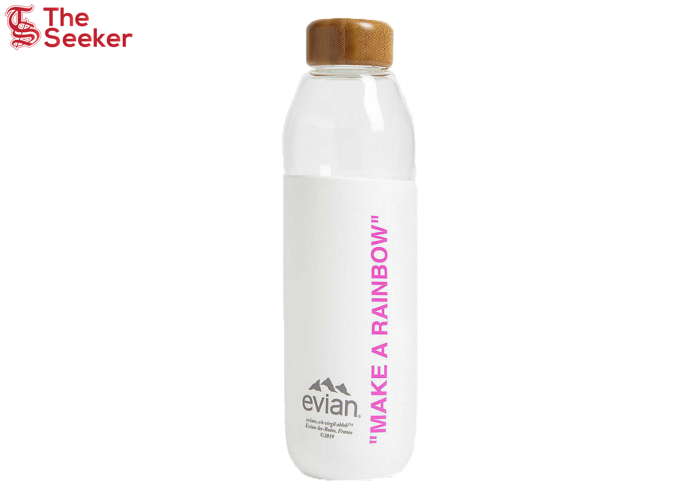EVIAN BY VIRGIL ABLOH x SOMA Make A Rainbow Refillable Glass Water Bottle White/Pink
