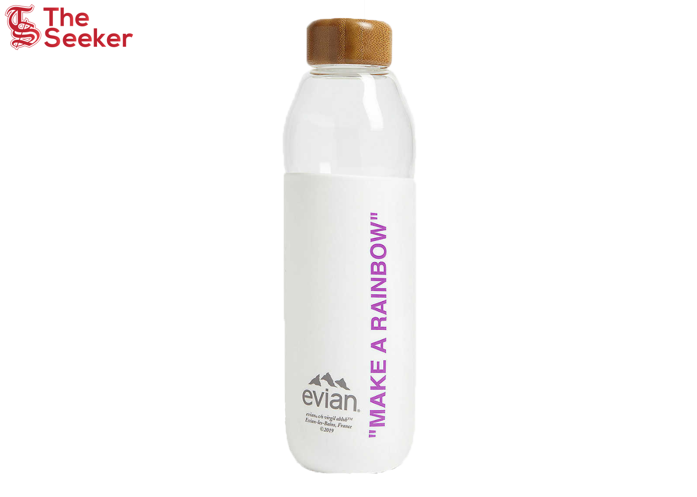 EVIAN BY VIRGIL ABLOH x SOMA Make A Rainbow Refillable Glass Water Bottle White/Purple