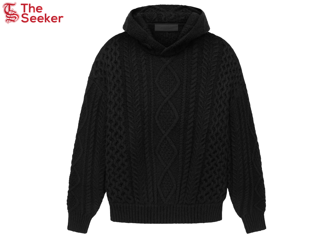 Fear of God Essentials Cable Knit Hoodie Black