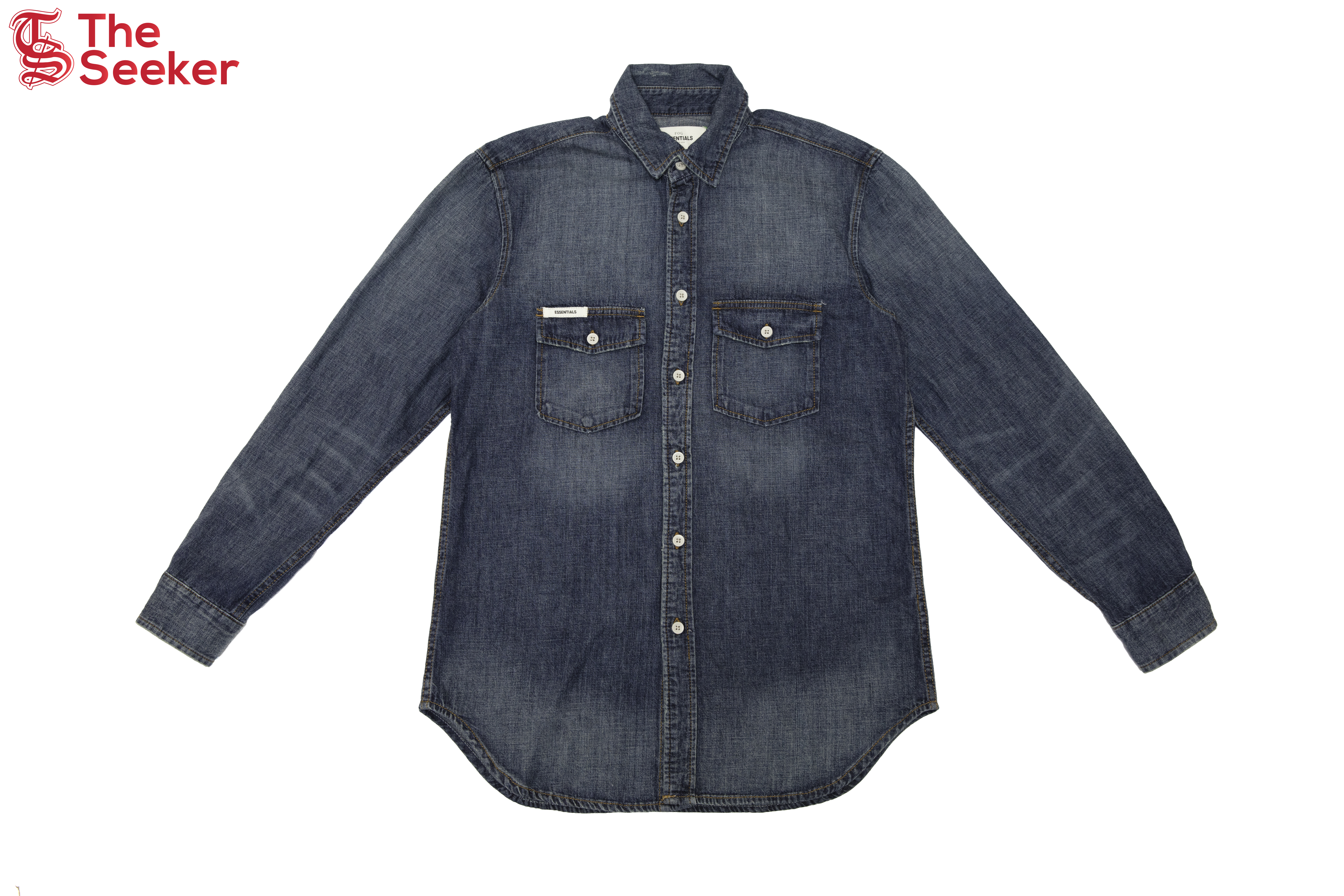 Fear of God Essentials Denim Long Sleeve Button Up Shirt Indigo