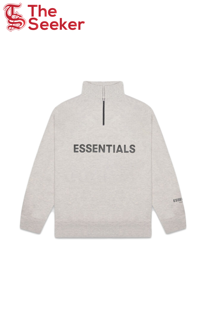 Fear of God Essentials Half Zip Pullover Sweater Heather Oatmeal