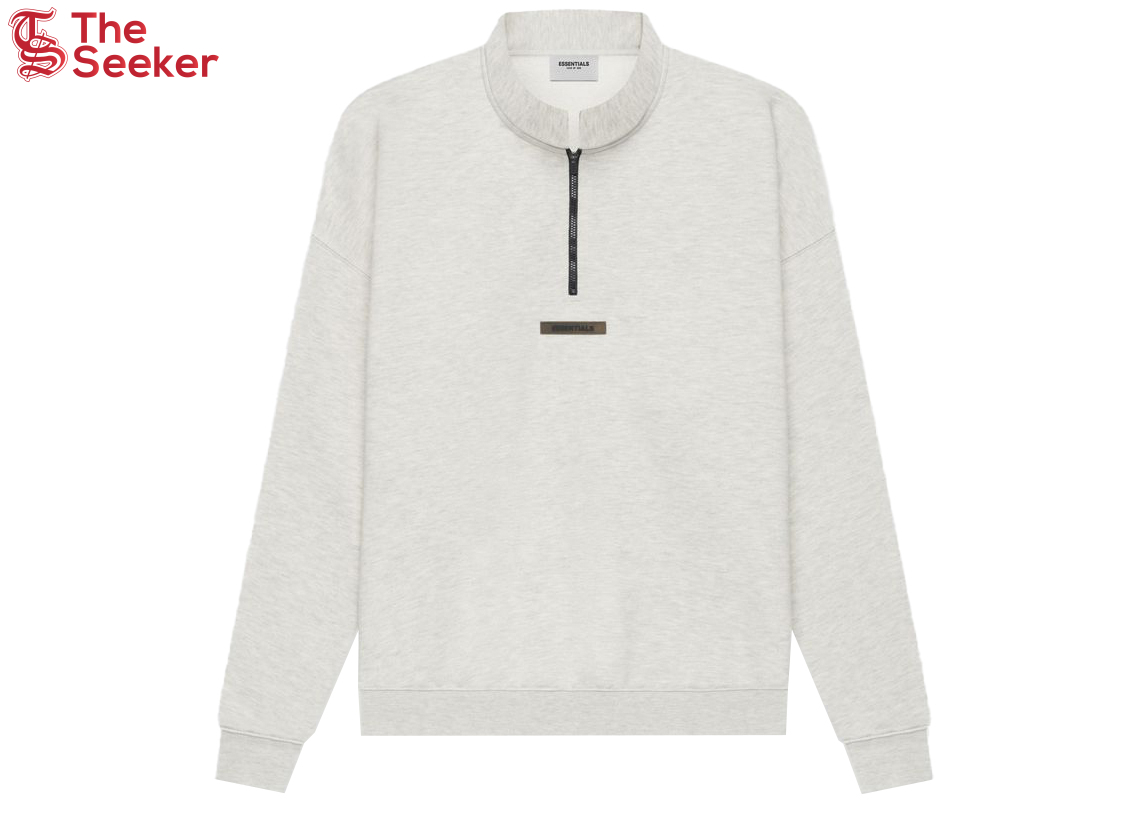 Fear of God Essentials Mockneck Half Zip Light Heather Oatmeal