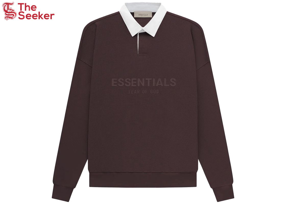 Fear of God Essentials Waffle Henley Rugby Plum