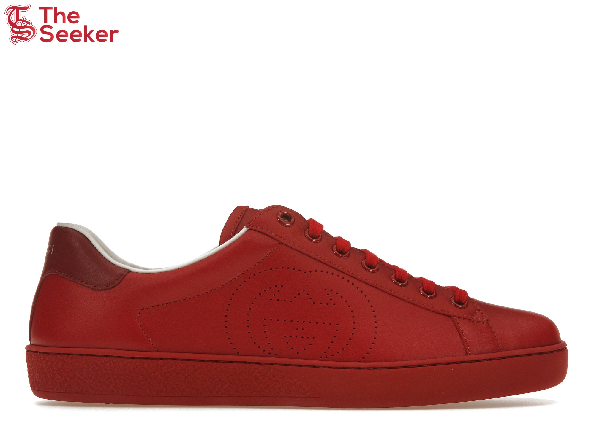 Gucci Ace Perforated Interlocking G Red