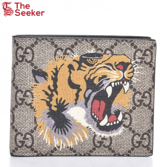 Gucci Bifold Wallet GG Supreme Tiger Beige