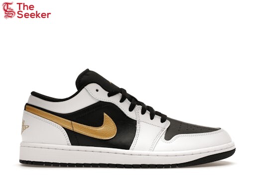 Jordan 1 Low White Black Metallic Gold Swoosh