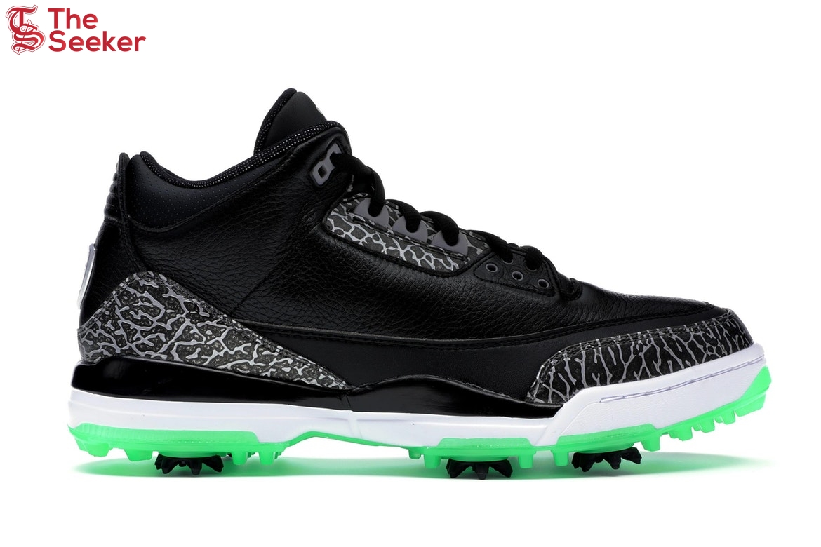 Jordan 3 Retro Golf Black Green Glow