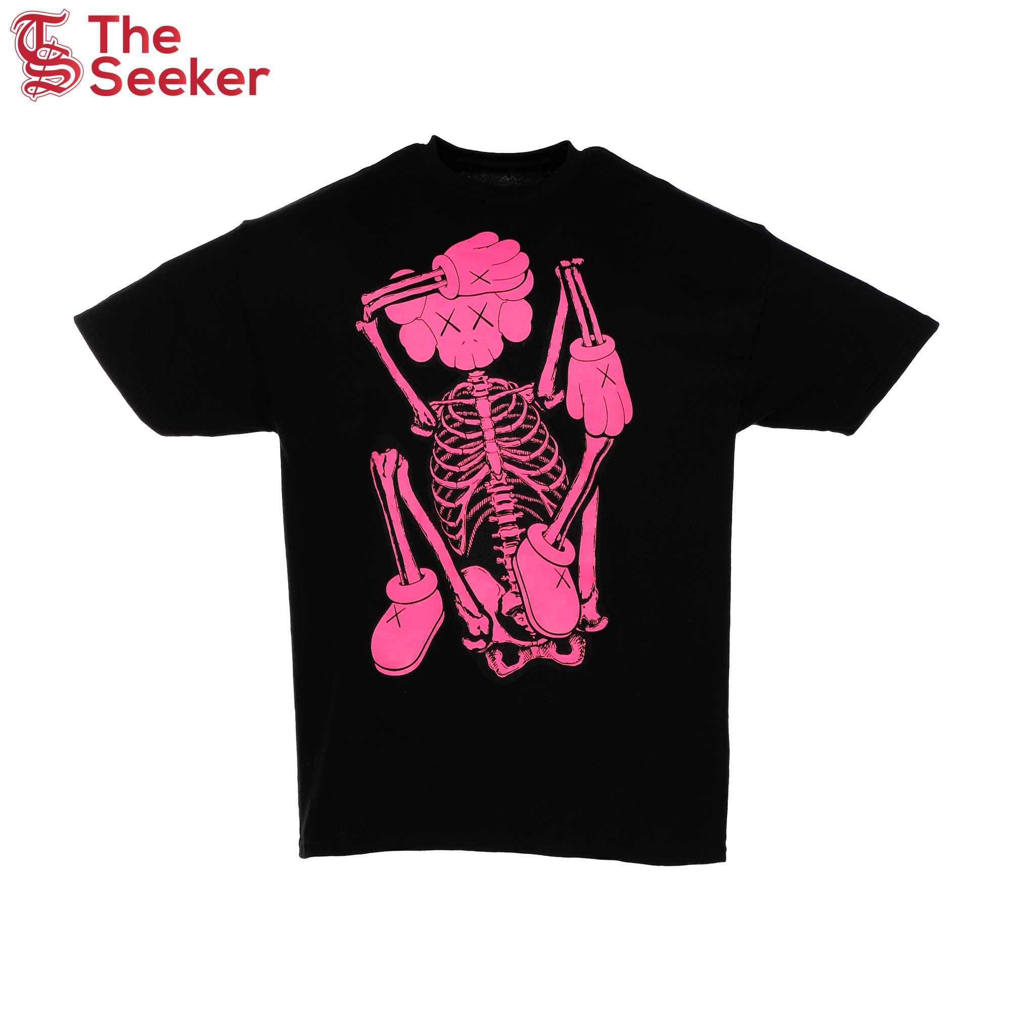 KAWS SKELETON NEW FICTION T-shirt Pink