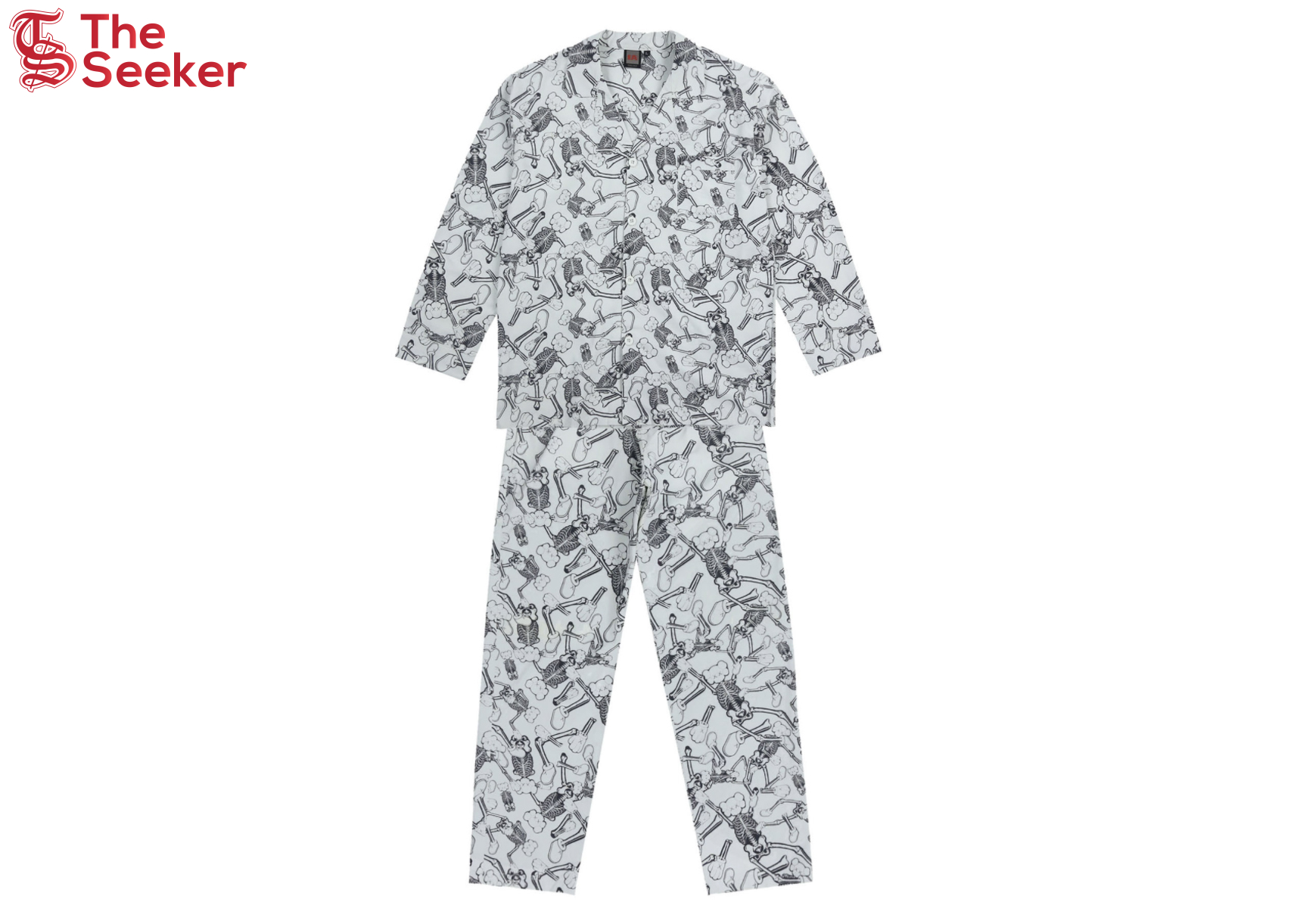 KAWS x Infinite Archive SKELETON Pattern Pajama Set White/Black