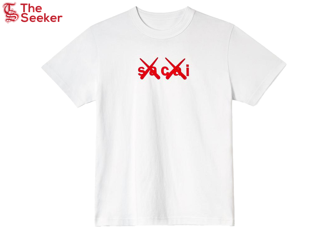 KAWS x Sacai Flock Print T-shirt White/Red